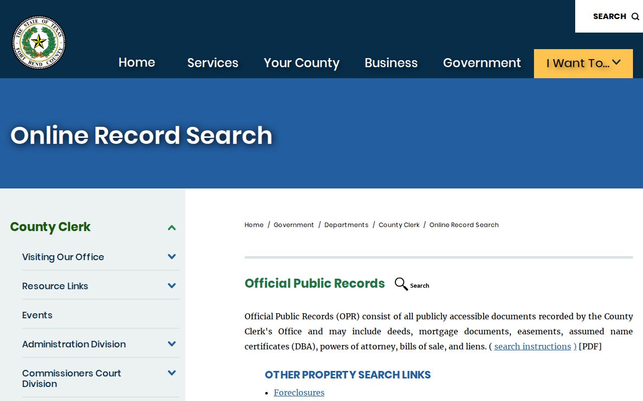 Fresno residents directory Fort Bend County Clerk records search links