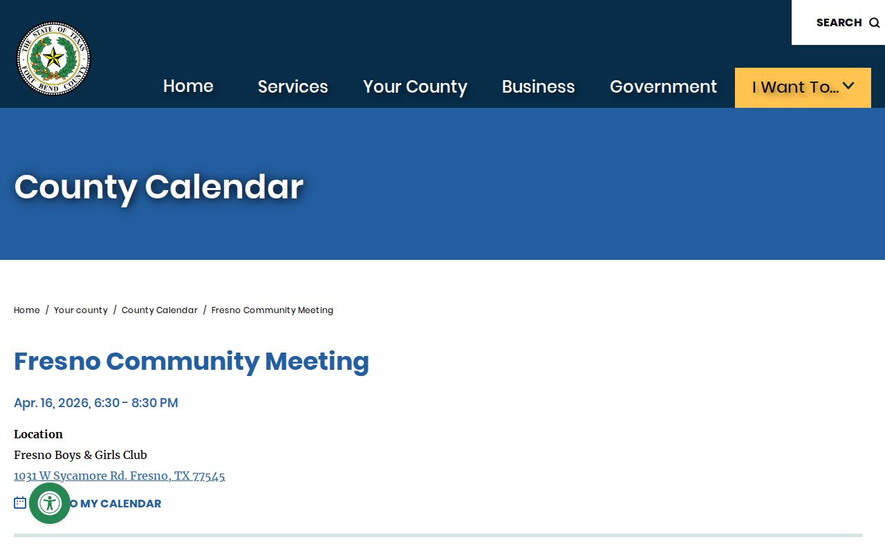 Fresno neighbors reference to the Fort Bend County community meeting notice