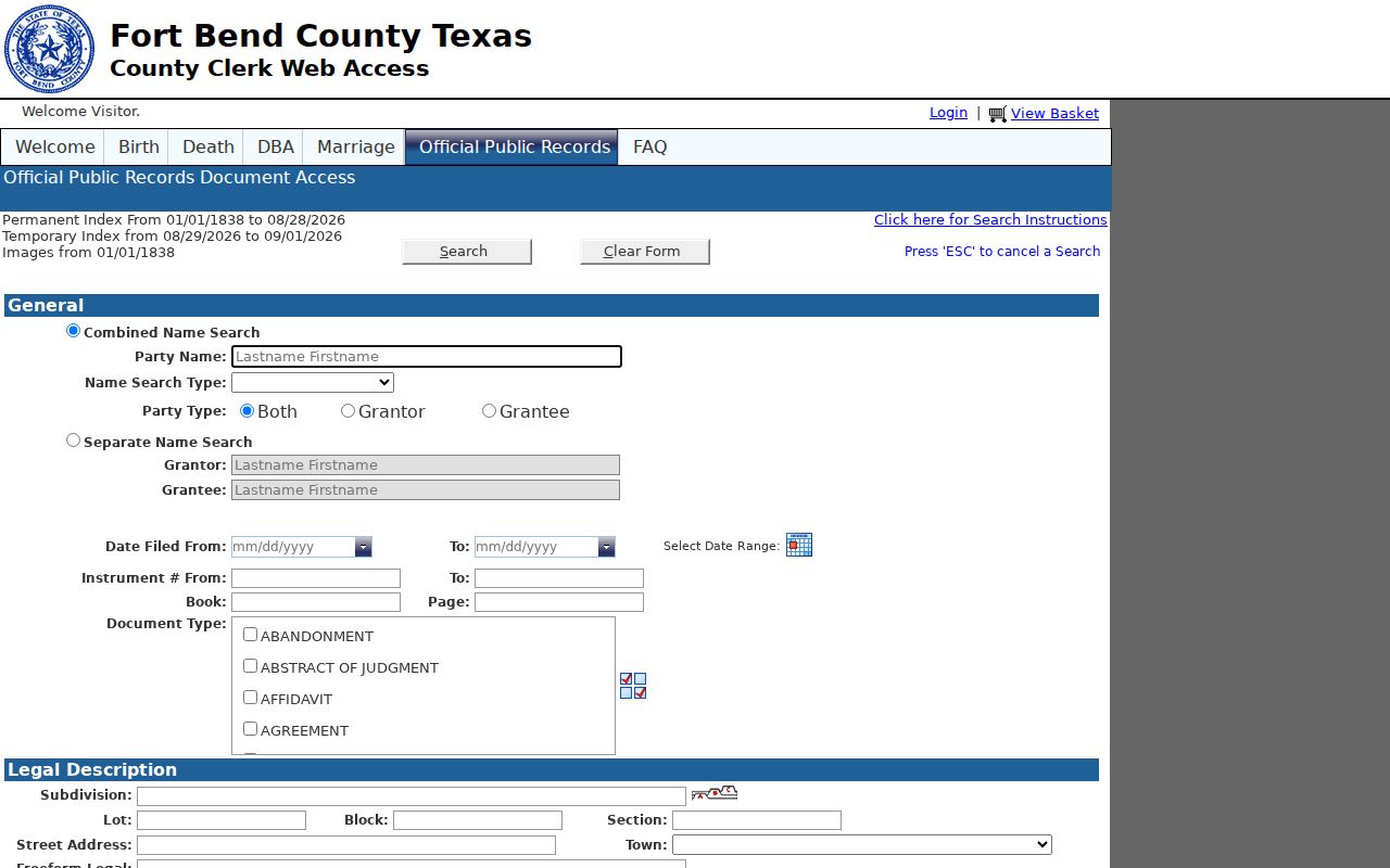 Fresno street directory legacy Fort Bend deed index for grantor and grantee searches