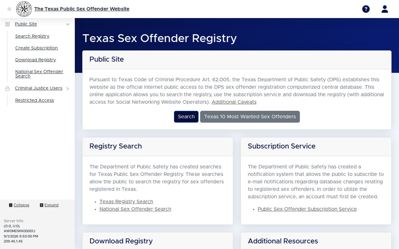 Fresno residents directory Texas DPS registry search interface